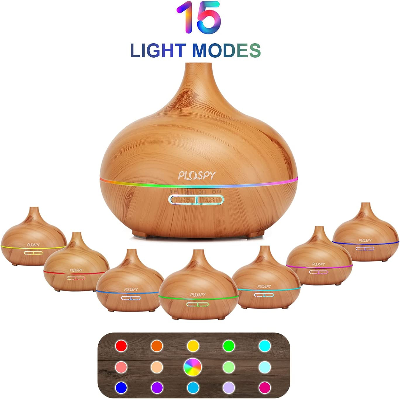 Diffuser with Essential Oils Included, 550Ml Essential Oil Diffuser & Essential Oils Set Cool Mist Humidifier, Ultrasonic Aromatherapy Diffuser Auto Shut-Off, 4 Timer & 7 Light for Office Home (Brown)