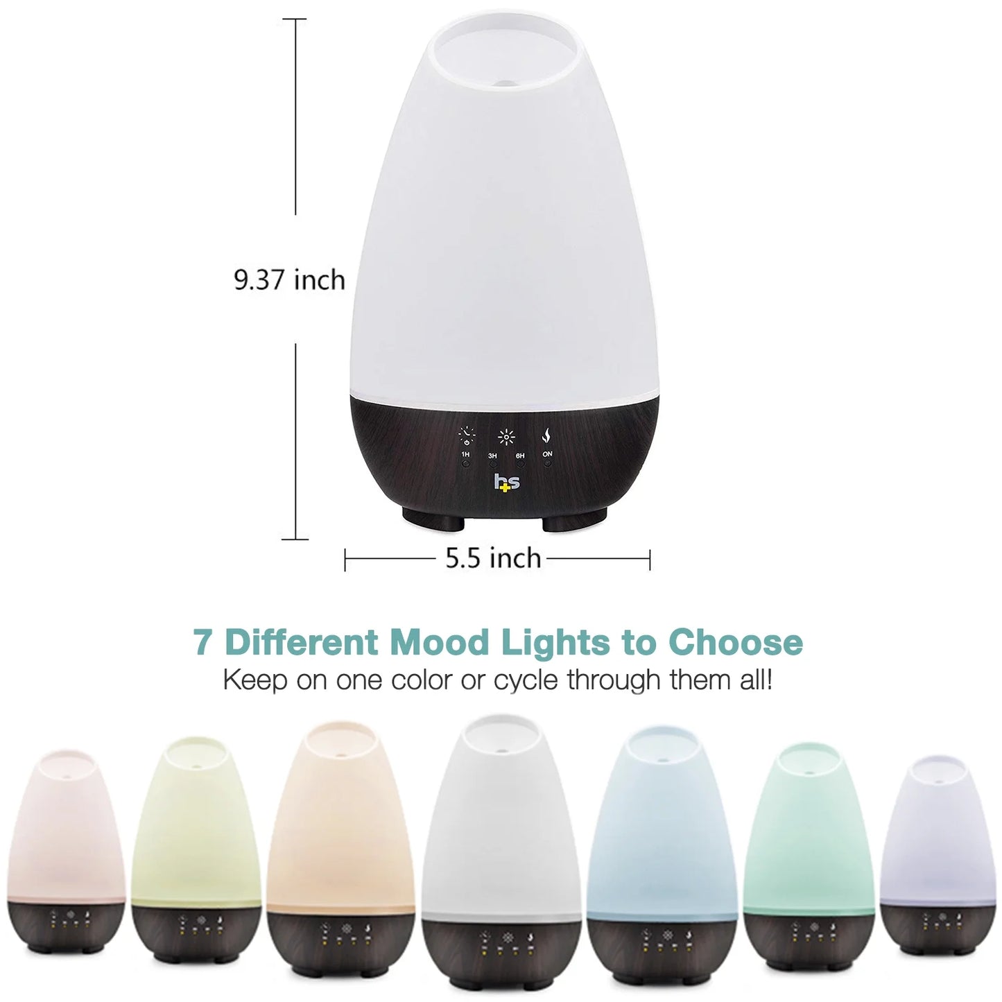 500Ml Essential Oil Diffuser & Cool Mist Humidifier for Room with Timer & Mood Lights