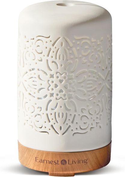 Essential Oil Diffuser White Ceramic Diffuser 100 Ml Timers Night Lights and Auto off Function Home Office Humidifier Aromatherapy Diffusers for Essential Oils