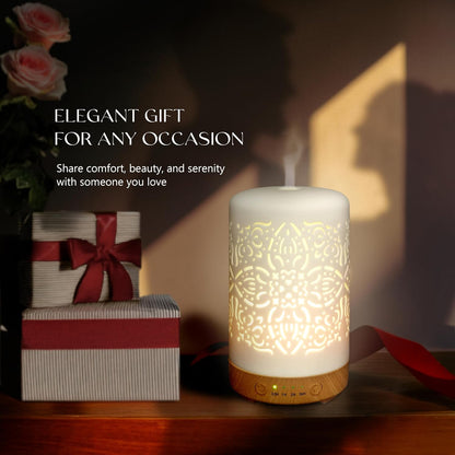 Essential Oil Diffuser White Ceramic Diffuser 100 Ml Timers Night Lights and Auto off Function Home Office Humidifier Aromatherapy Diffusers for Essential Oils