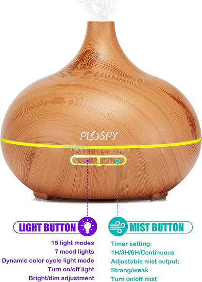 Diffuser with Essential Oils Included, 550Ml Essential Oil Diffuser & Essential Oils Set Cool Mist Humidifier, Ultrasonic Aromatherapy Diffuser Auto Shut-Off, 4 Timer & 7 Light for Office Home (Brown)